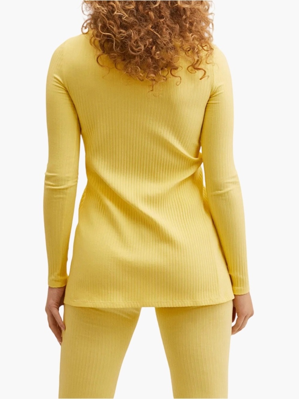 NWT MNG Mango Yellow Ribbed Knit Long Miri Fitted Cardigan Duster - Women’s XS - Picture 2 of 3